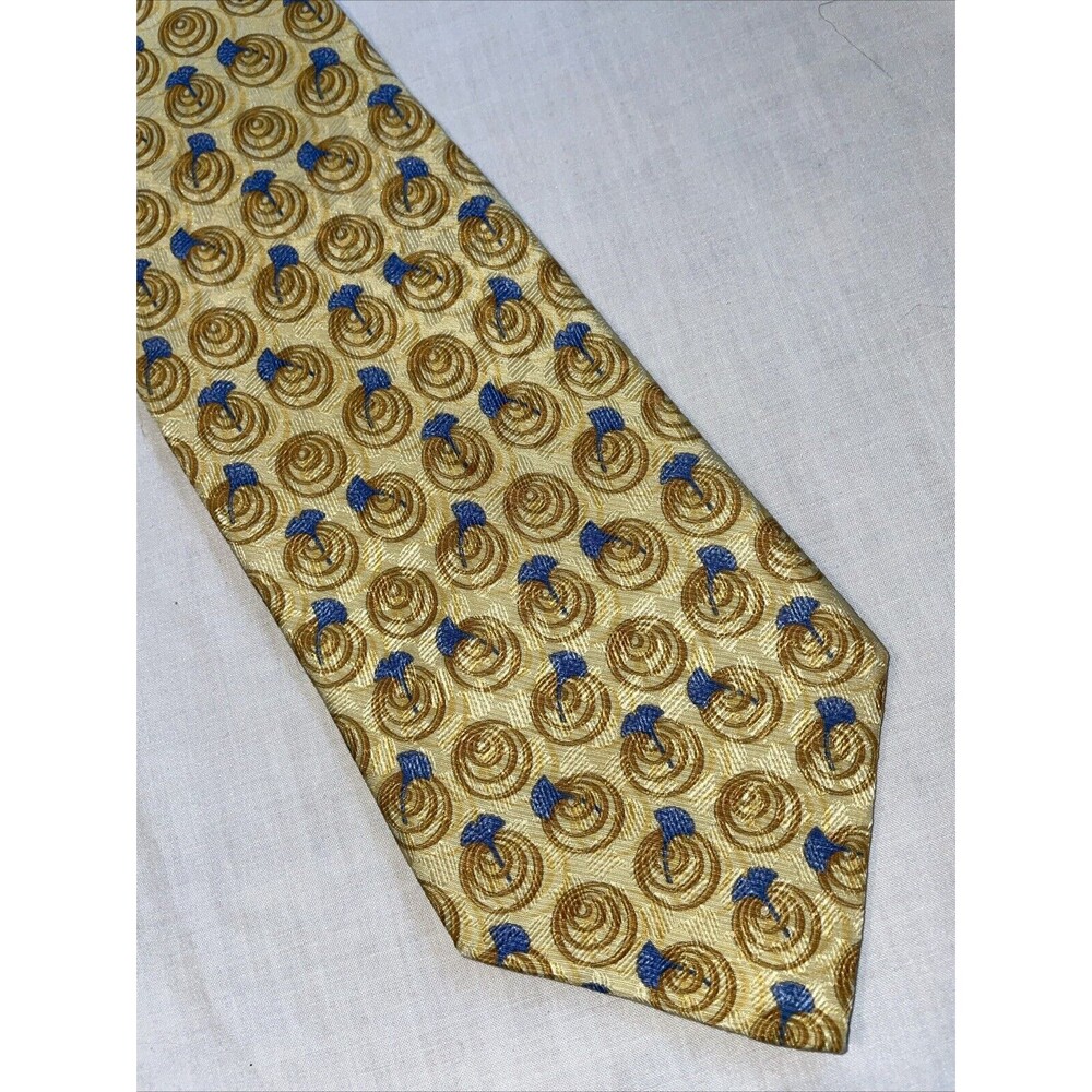 Ermenegildo Zegna Men’s Dress Tie Size 57” Yellow Silk Business Formal Party